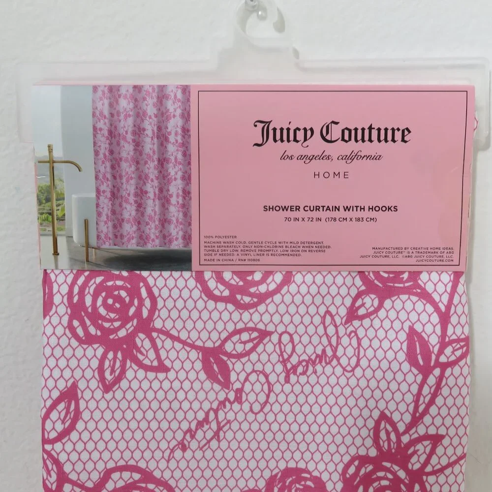 (#G-1) Juicy Couture Shower Curtain with Hooks